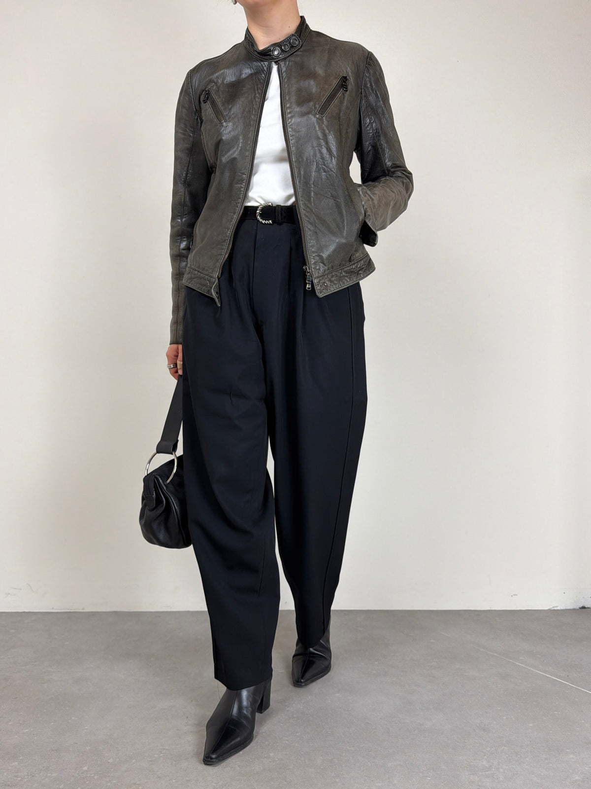 Giacca in vera pelle effetto distressed