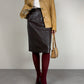 Gonna vintage midi in nappa marrone cioccolato