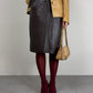 Gonna vintage midi in nappa marrone cioccolato