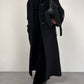 Cappotto nero lungo in mohair e lana