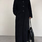 Cappotto nero lungo in mohair e lana