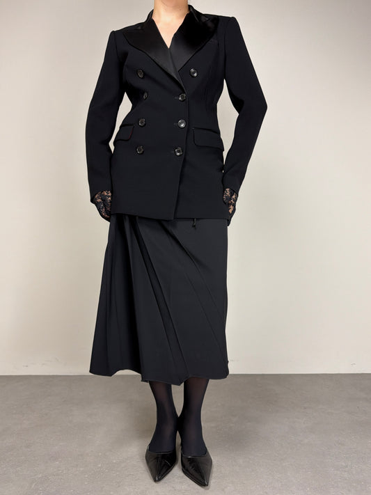 Blazer stile smoking in pura lana