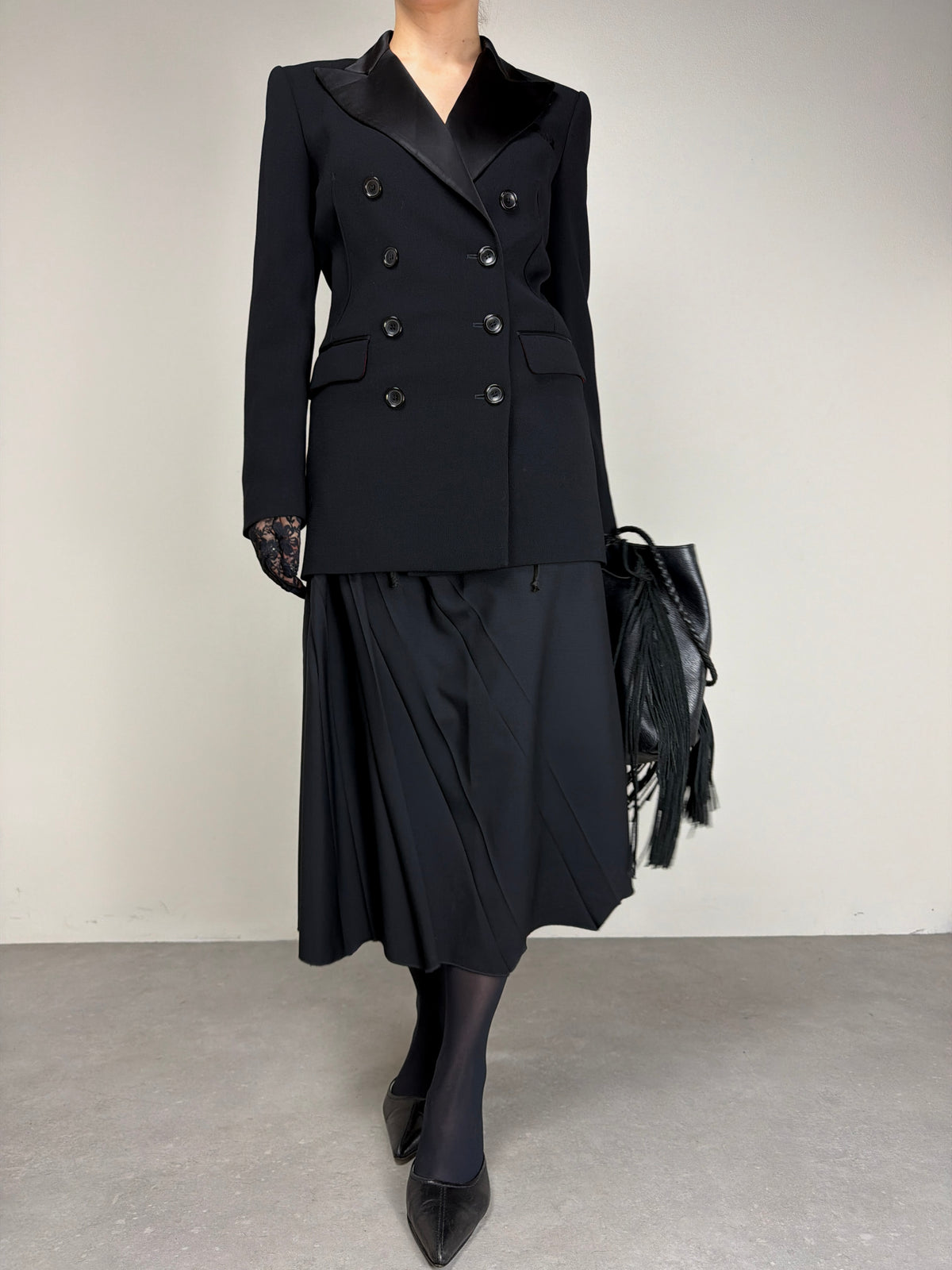 Blazer stile smoking in pura lana