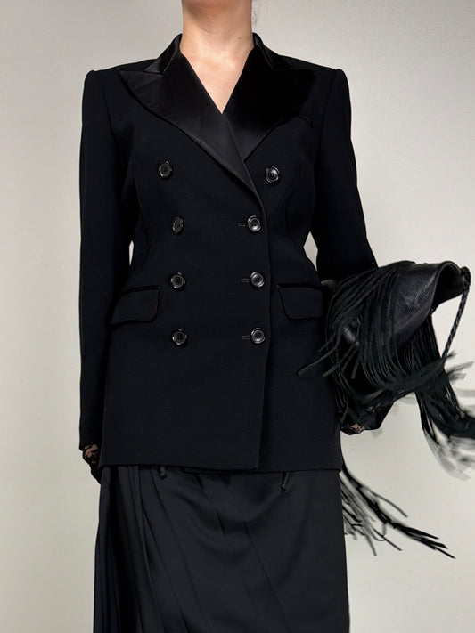 Blazer stile smoking in pura lana