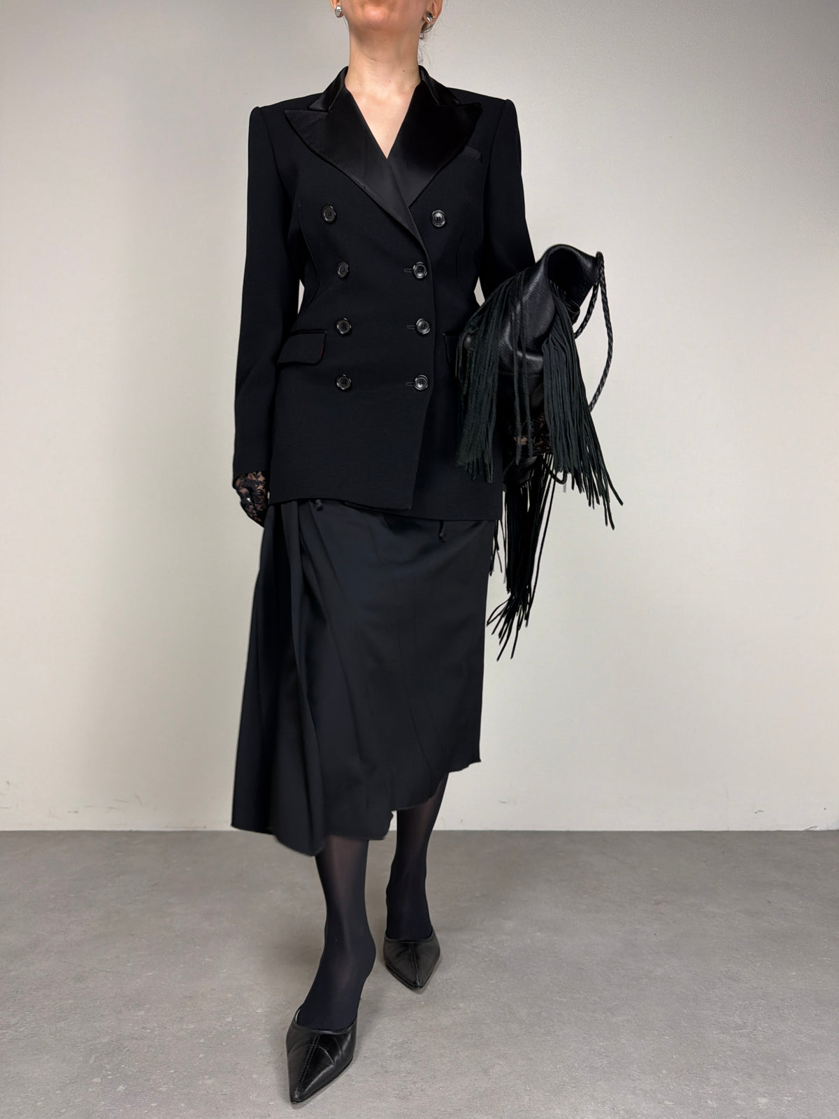 Blazer stile smoking in pura lana