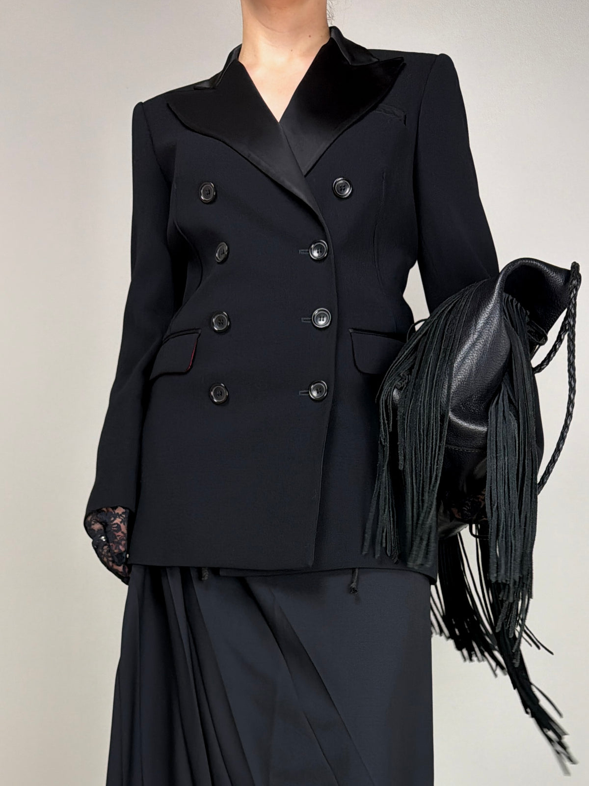 Blazer stile smoking in pura lana