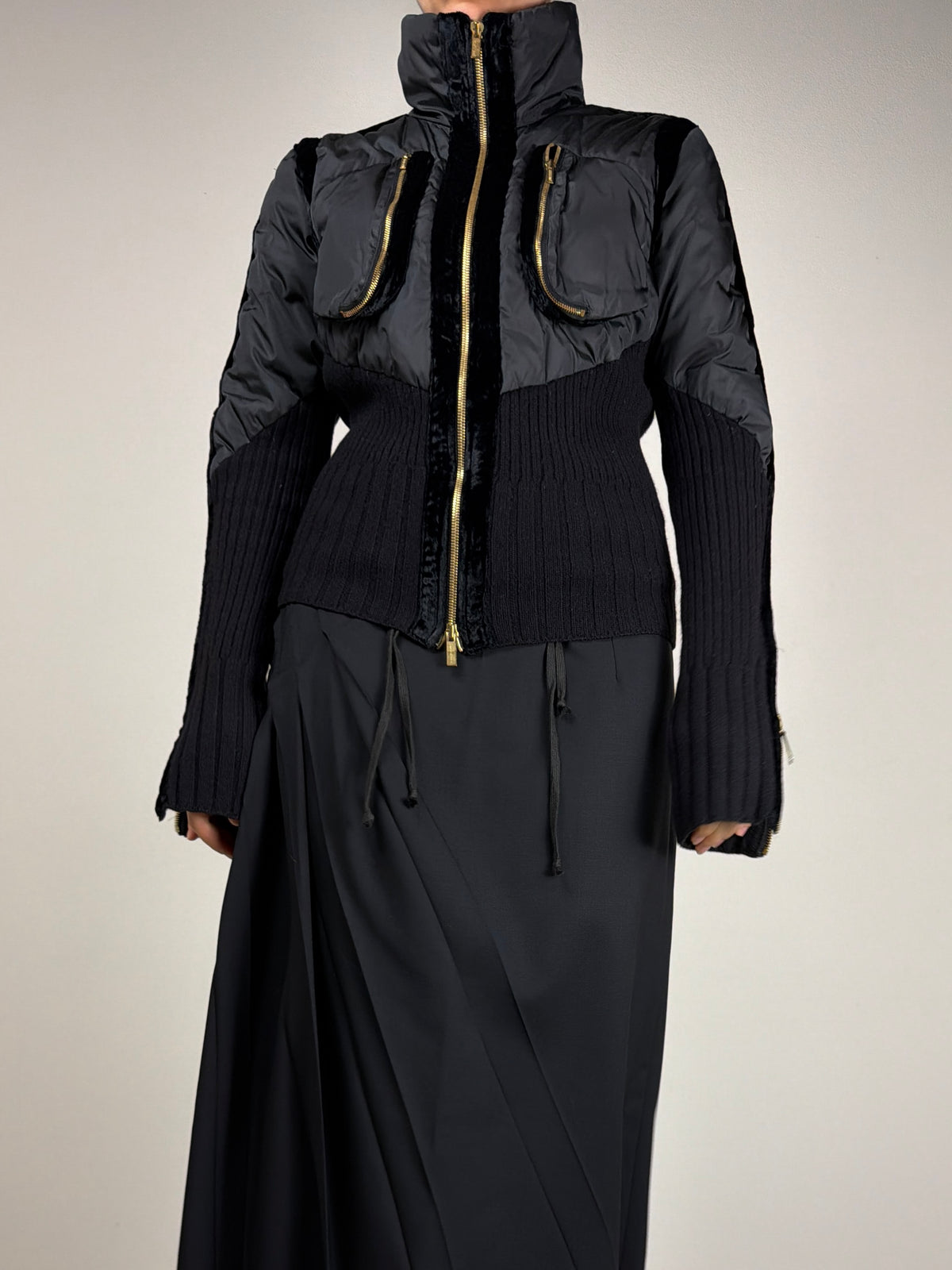 Piumino vintage ROBERTO CAVALLI in piuma d’oca e cashmere nero