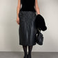 Gonna midi in vera pelle nera