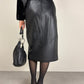 Gonna midi in vera pelle nera