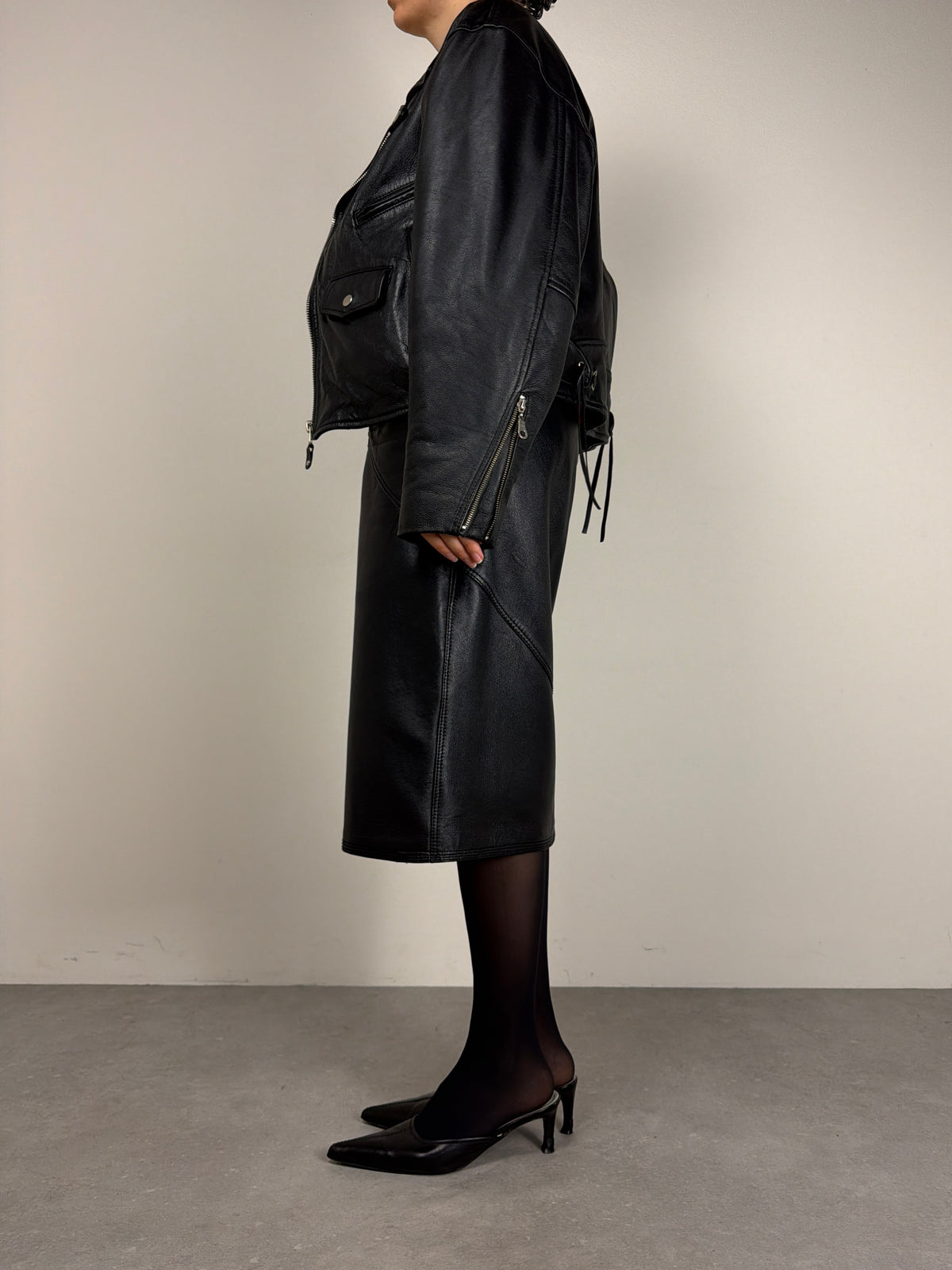 Chiodo in vera pelle nera
