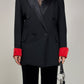 Blazer vintage made in France stile smoking con polsini a contrasto
