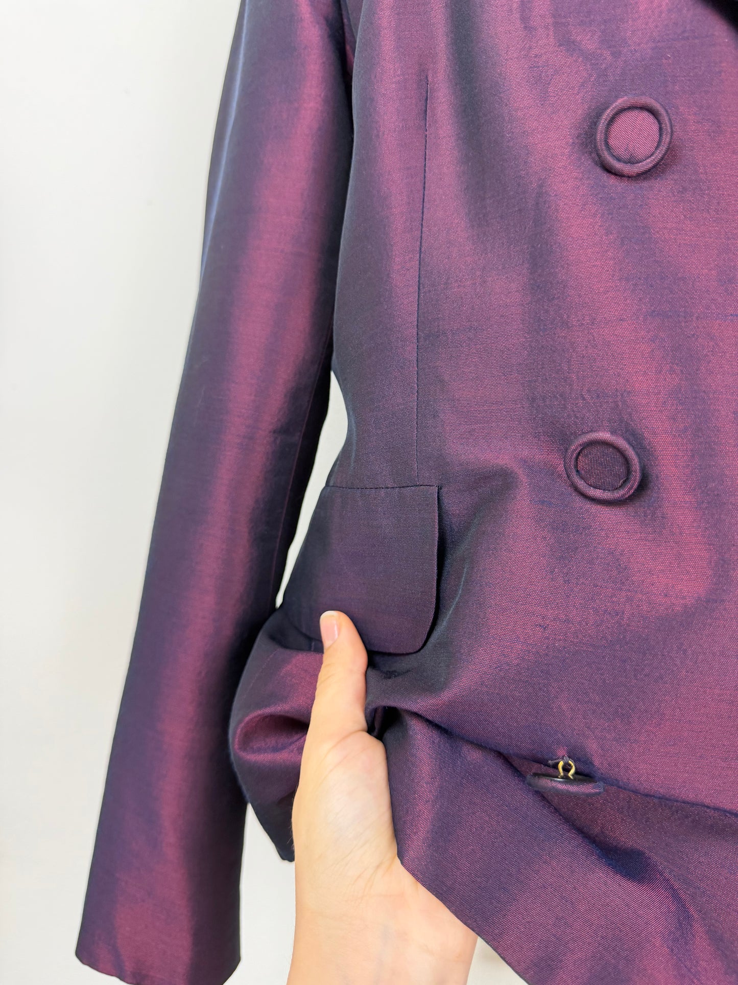 Blazer in misto seta cangiante