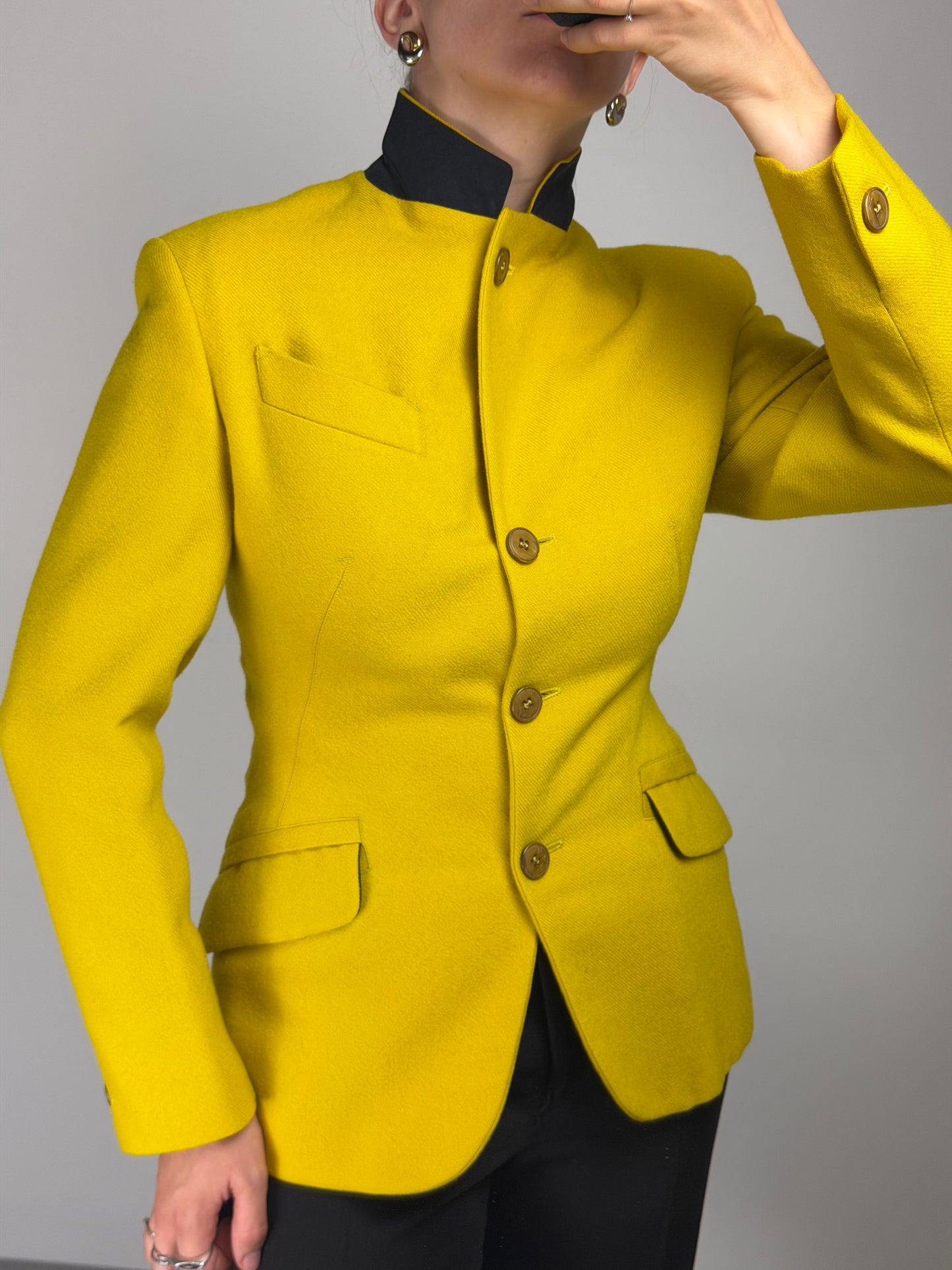 JEAN PAUL GAULTIER blazer in lana con collo alto