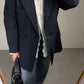Blazer gessato in lana e seta a doppiopetto