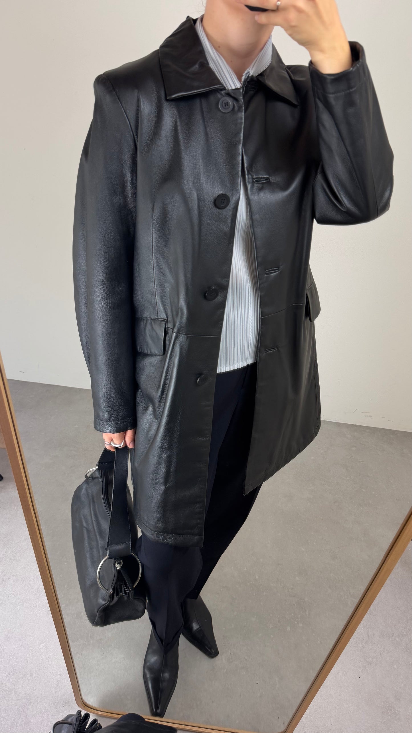 Giacca in vera pelle nera made in Italy