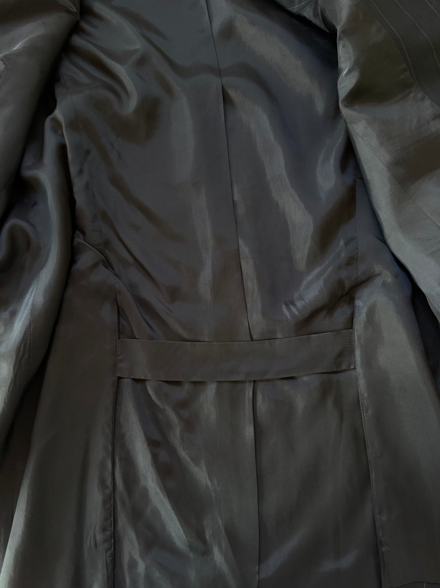 Blazer gessato in lana e seta a doppiopetto