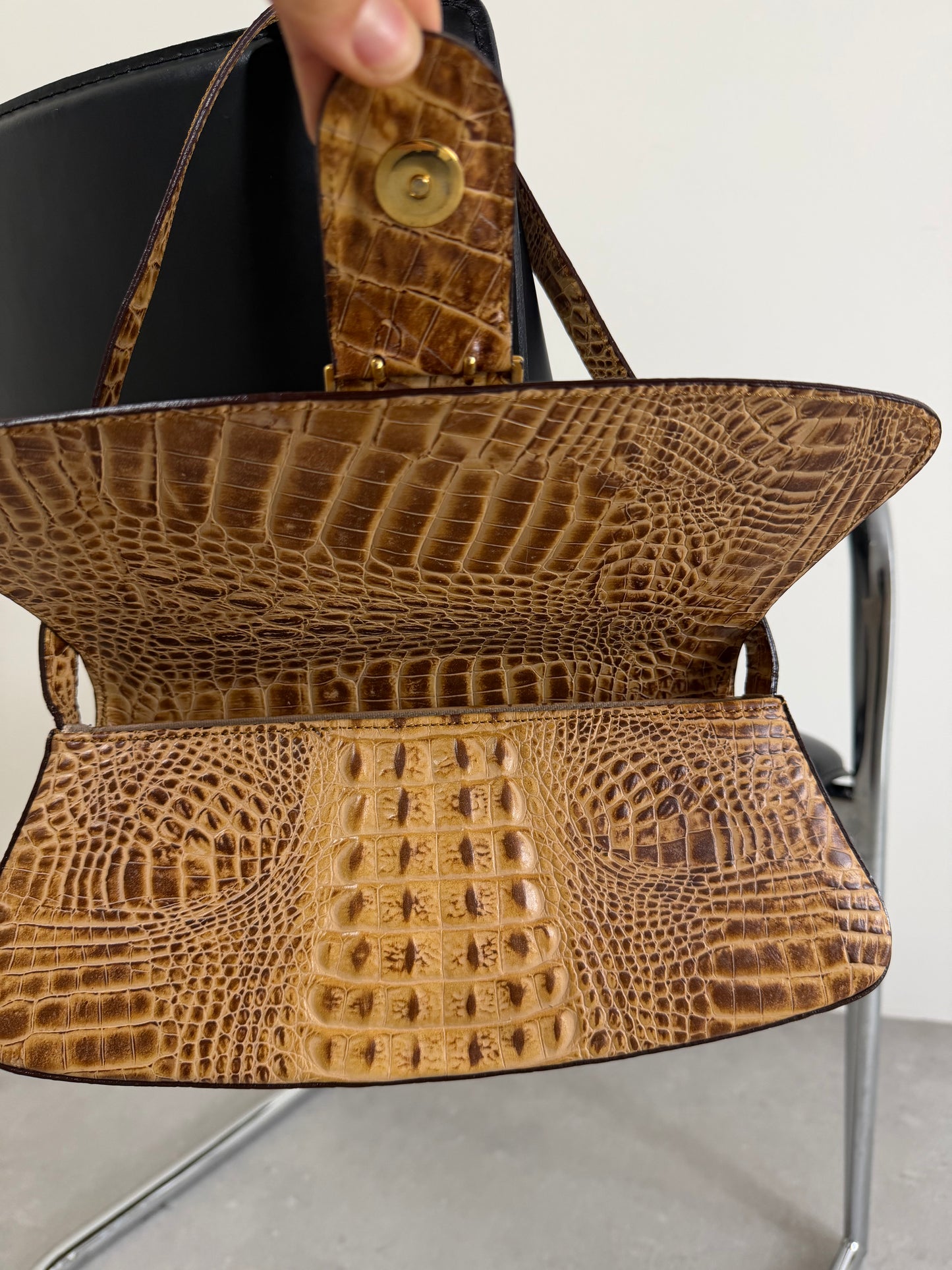 Borsa vintage in vera pelle effetto coccodrillo