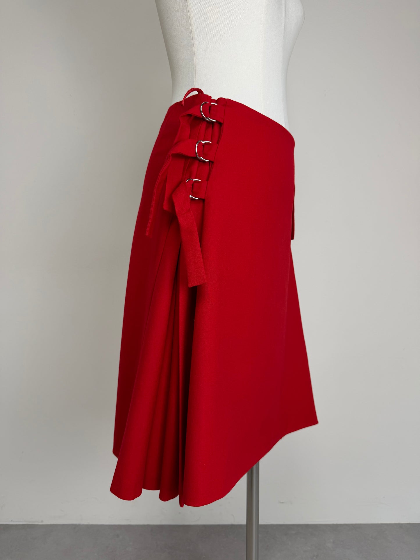 JIL SANDER gonna in lana con pieghe laterali