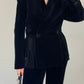 Blazer vintage in velluto di cotone con frange in pelle