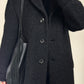 Cappotto nero lungo in mohair e lana