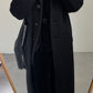 Cappotto nero lungo in mohair e lana