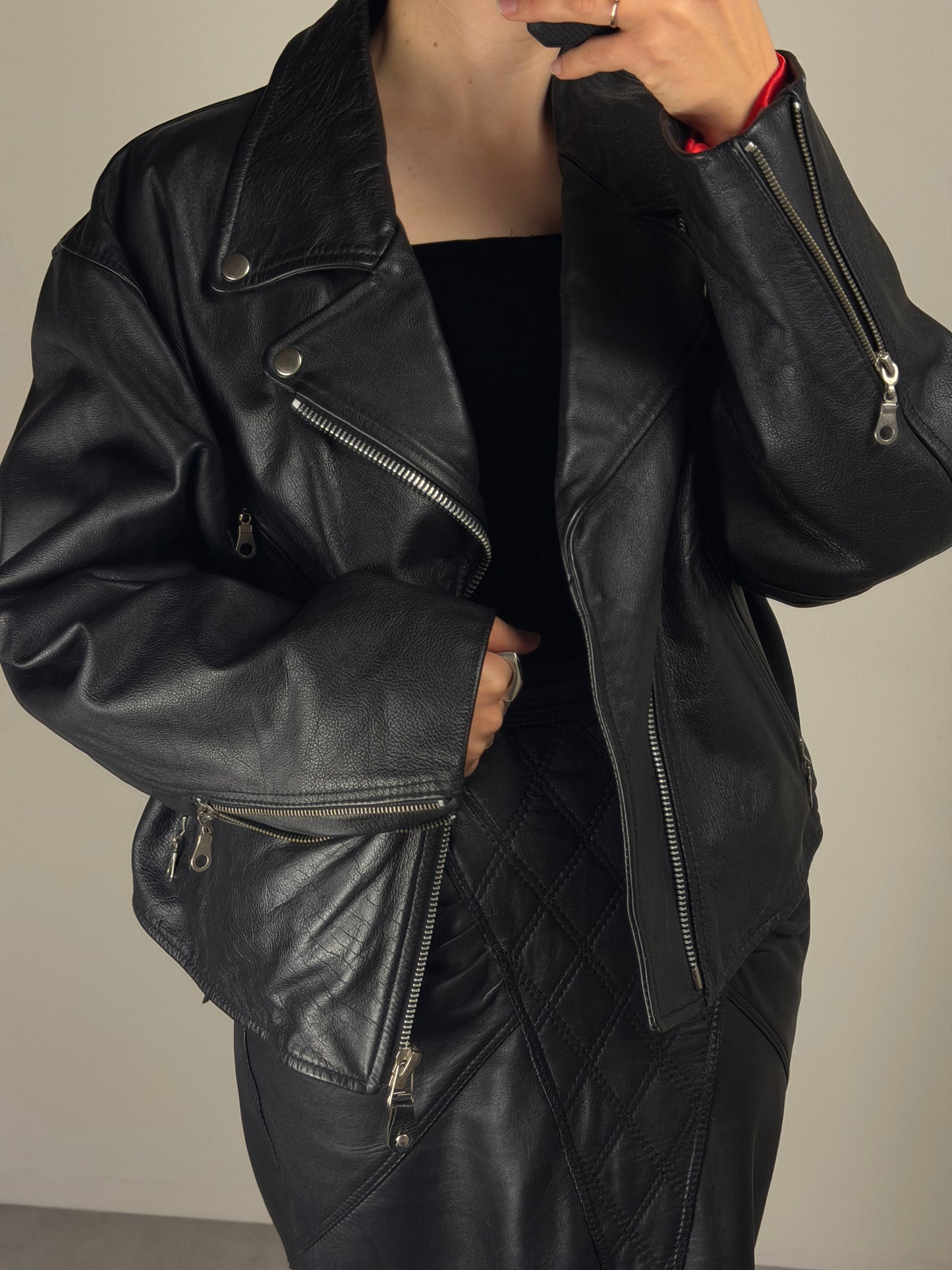 Chiodo in vera pelle nera