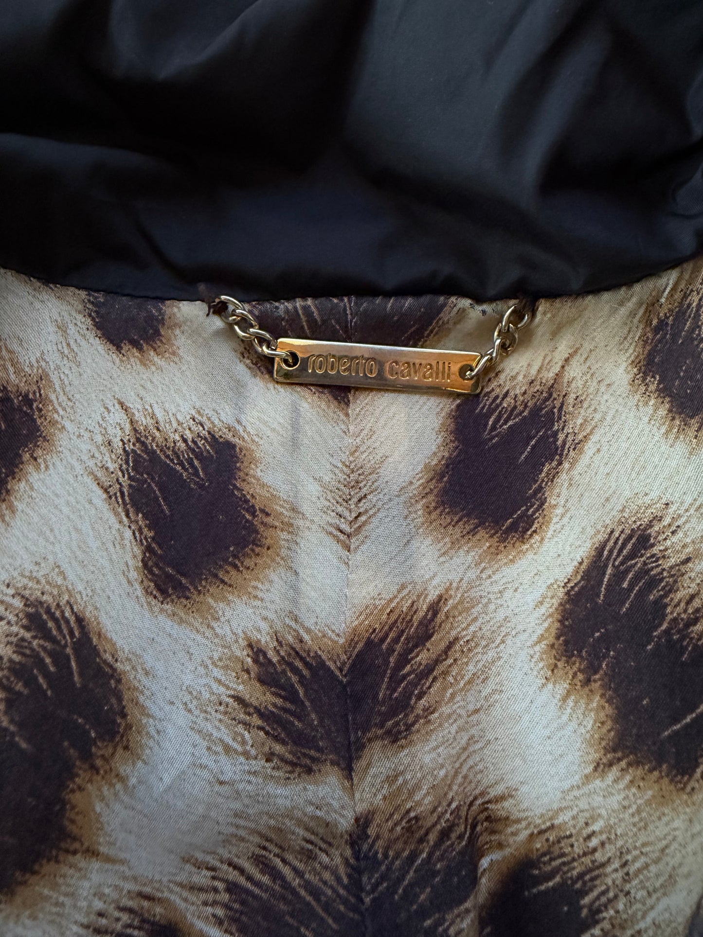 Piumino vintage ROBERTO CAVALLI in piuma d’oca e cashmere nero
