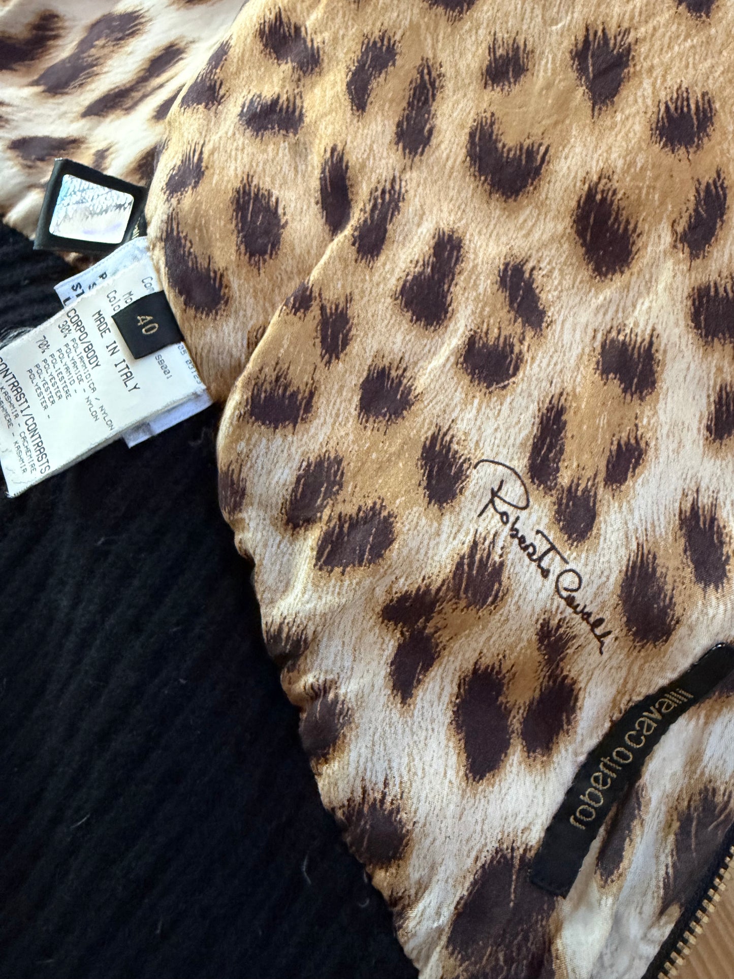 Piumino vintage ROBERTO CAVALLI in piuma d’oca e cashmere nero