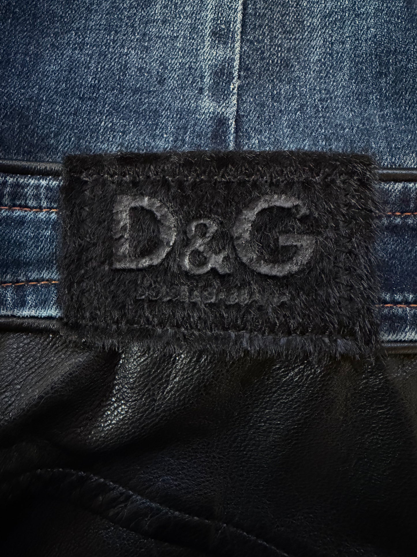 Abito D&G Dolce&Gabbana in denim e pelle anni '90/Y2K