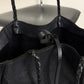 Maxi borsa in vera pelle con frange