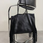 Maxi borsa in vera pelle con frange