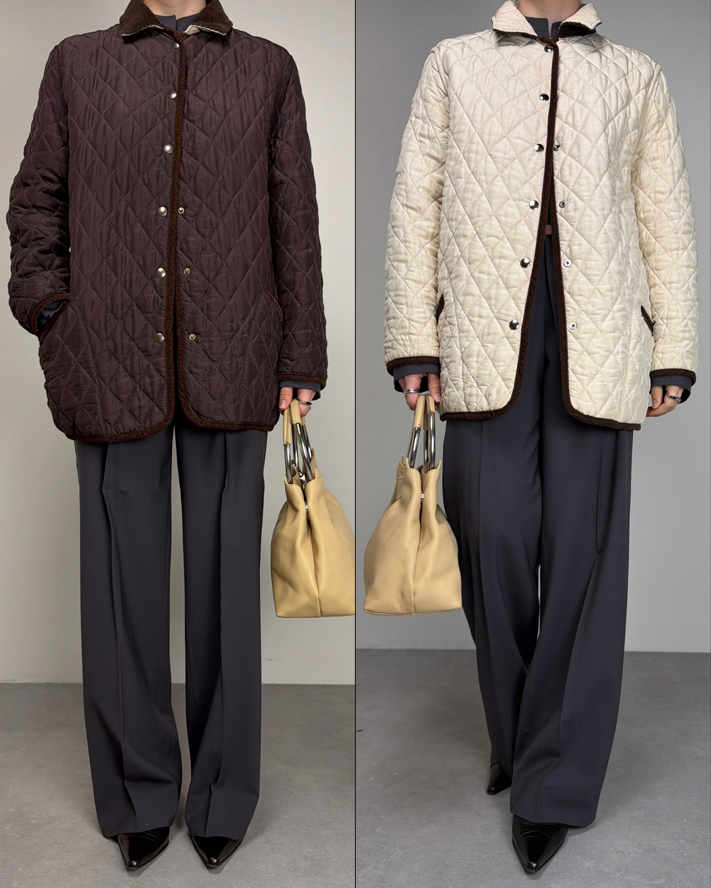 Giacca trapuntata double-face in 100% seta