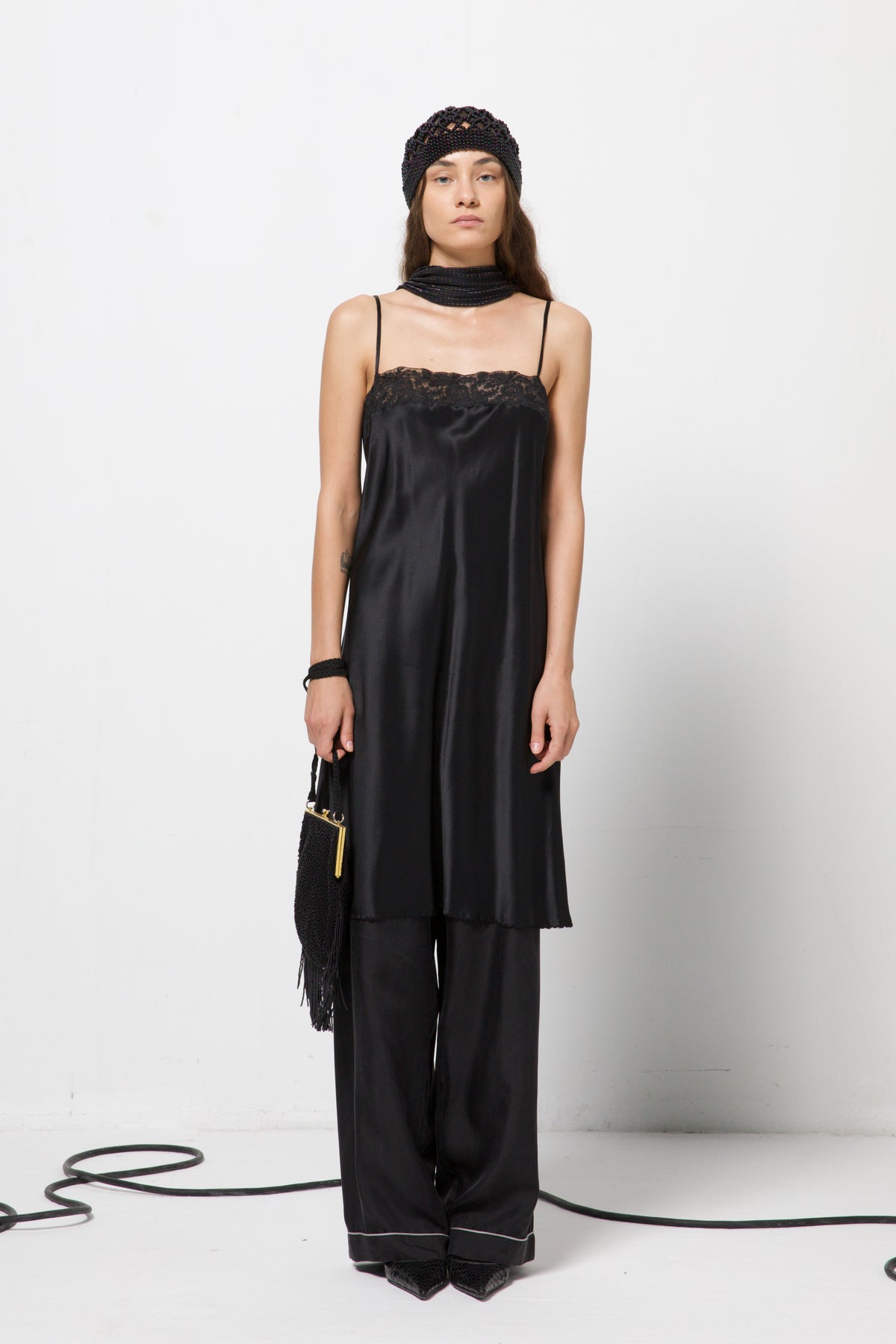 Sottoveste nera in 100% seta