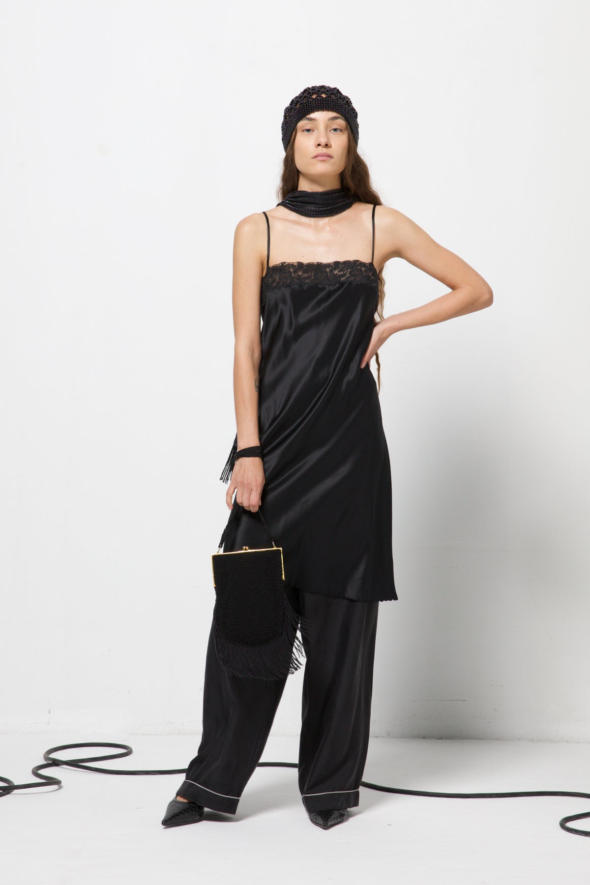 Sottoveste nera in 100% seta