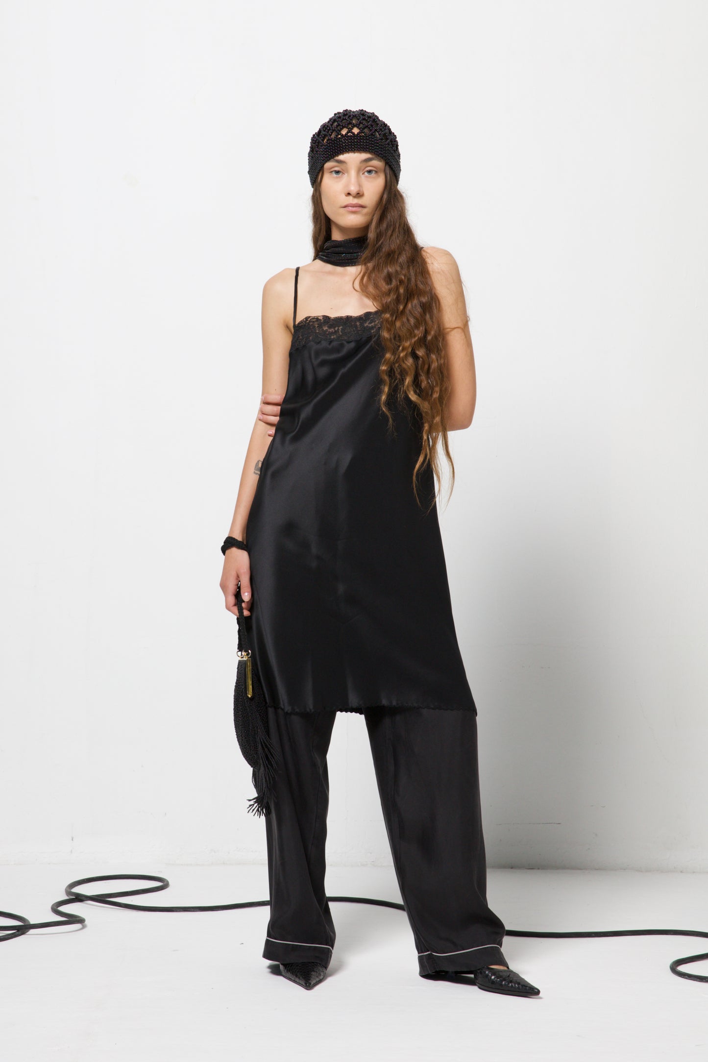 Sottoveste nera in 100% seta