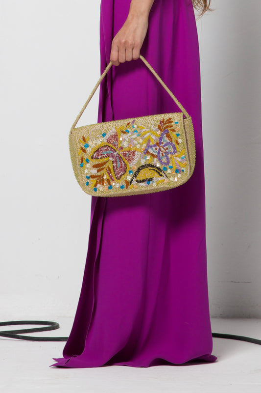 Borsa vintage ricamata in perline