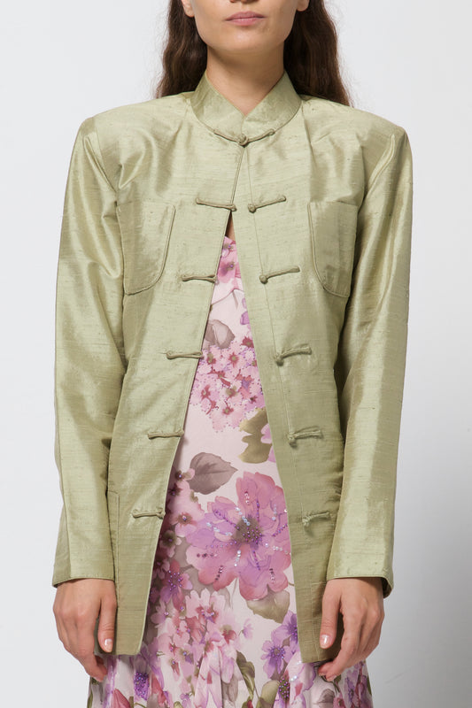 Giacca vintage in stile orientale in shantung di seta