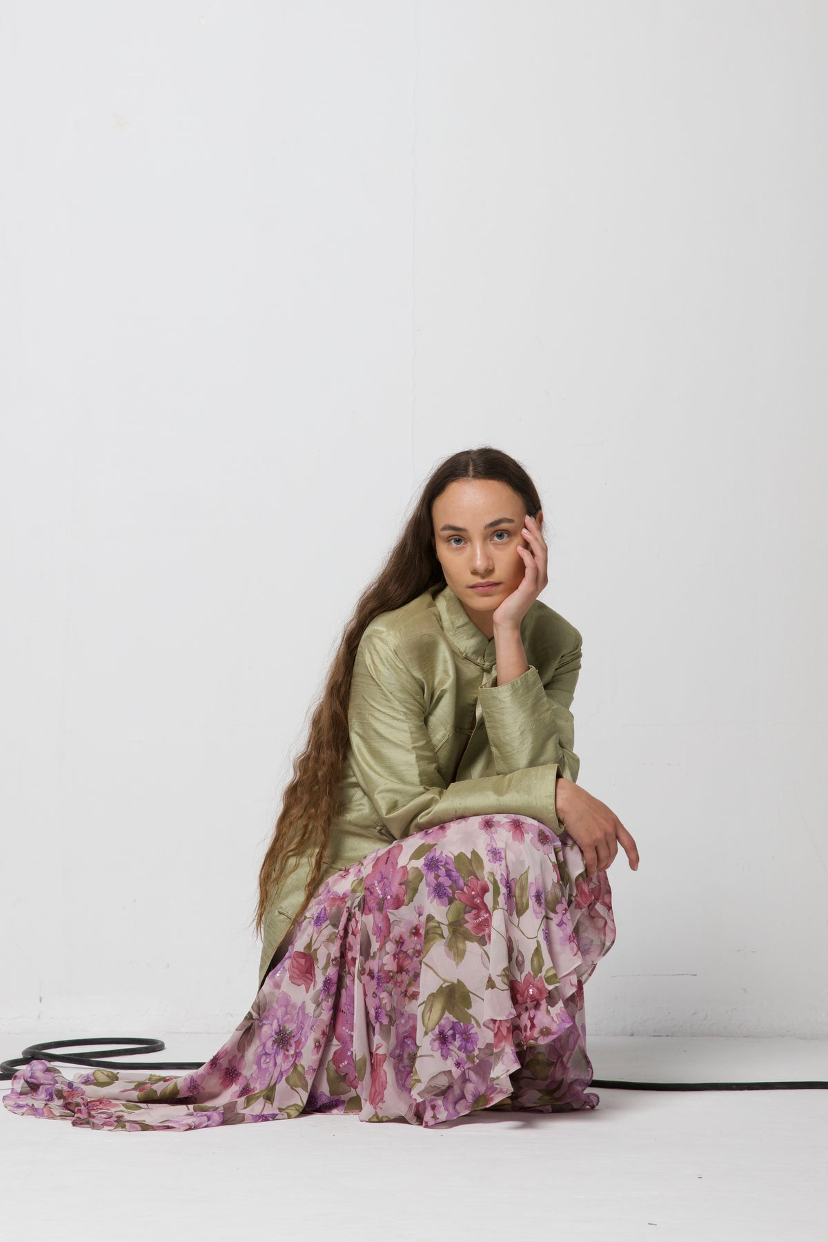 Giacca vintage in stile orientale in shantung di seta