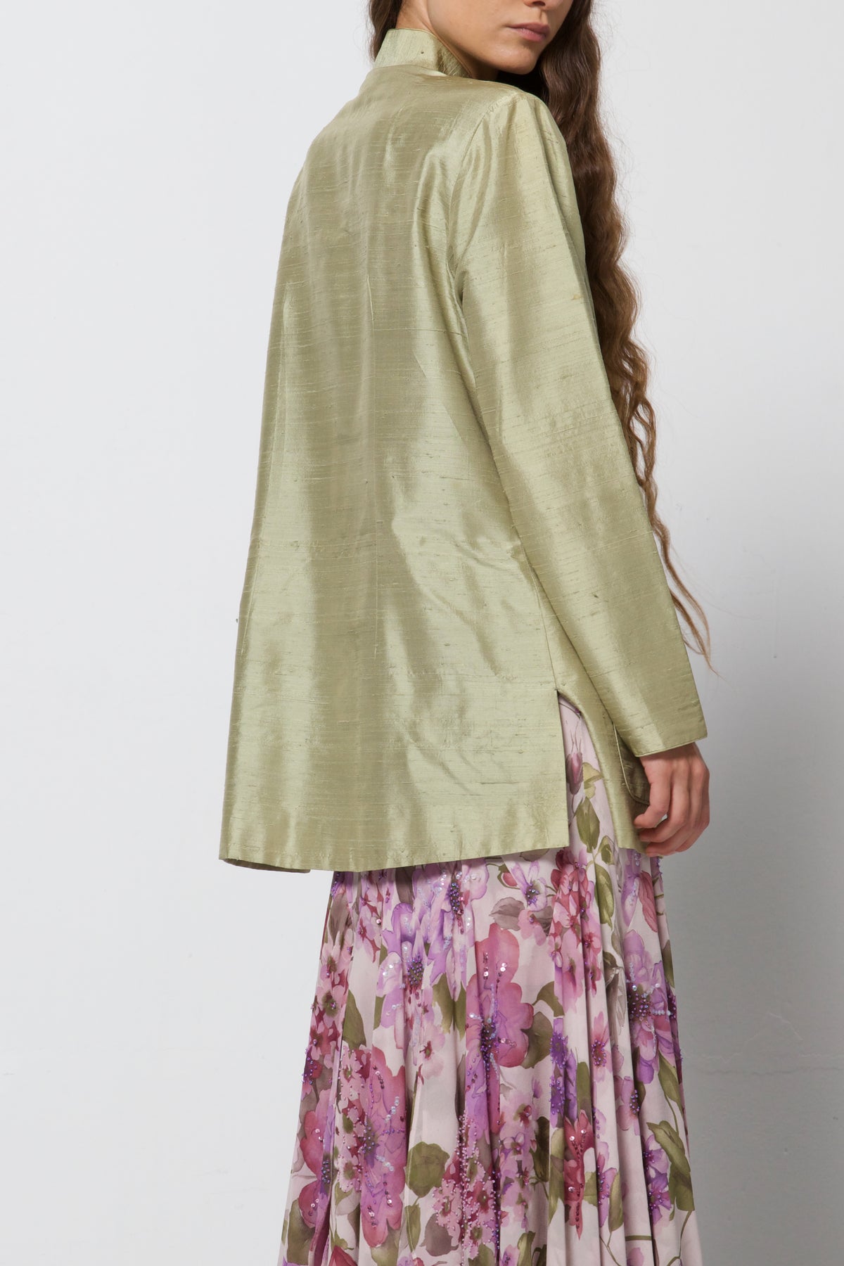 Giacca vintage in stile orientale in shantung di seta