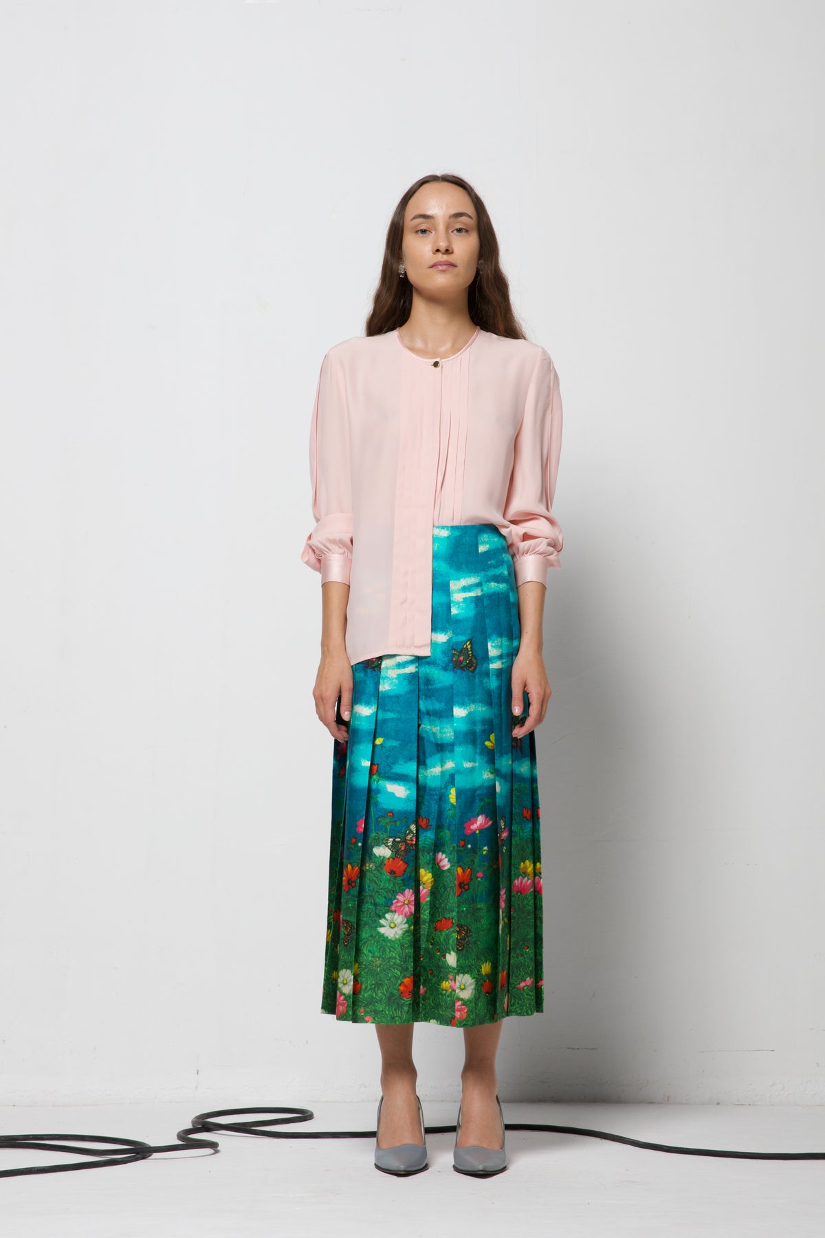 Blusa vintage in pura seta rosa