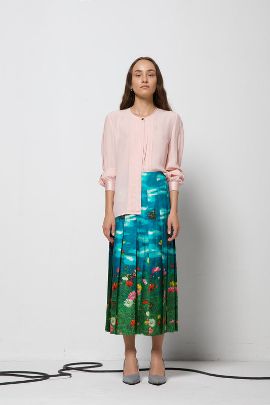 Blusa vintage in pura seta rosa