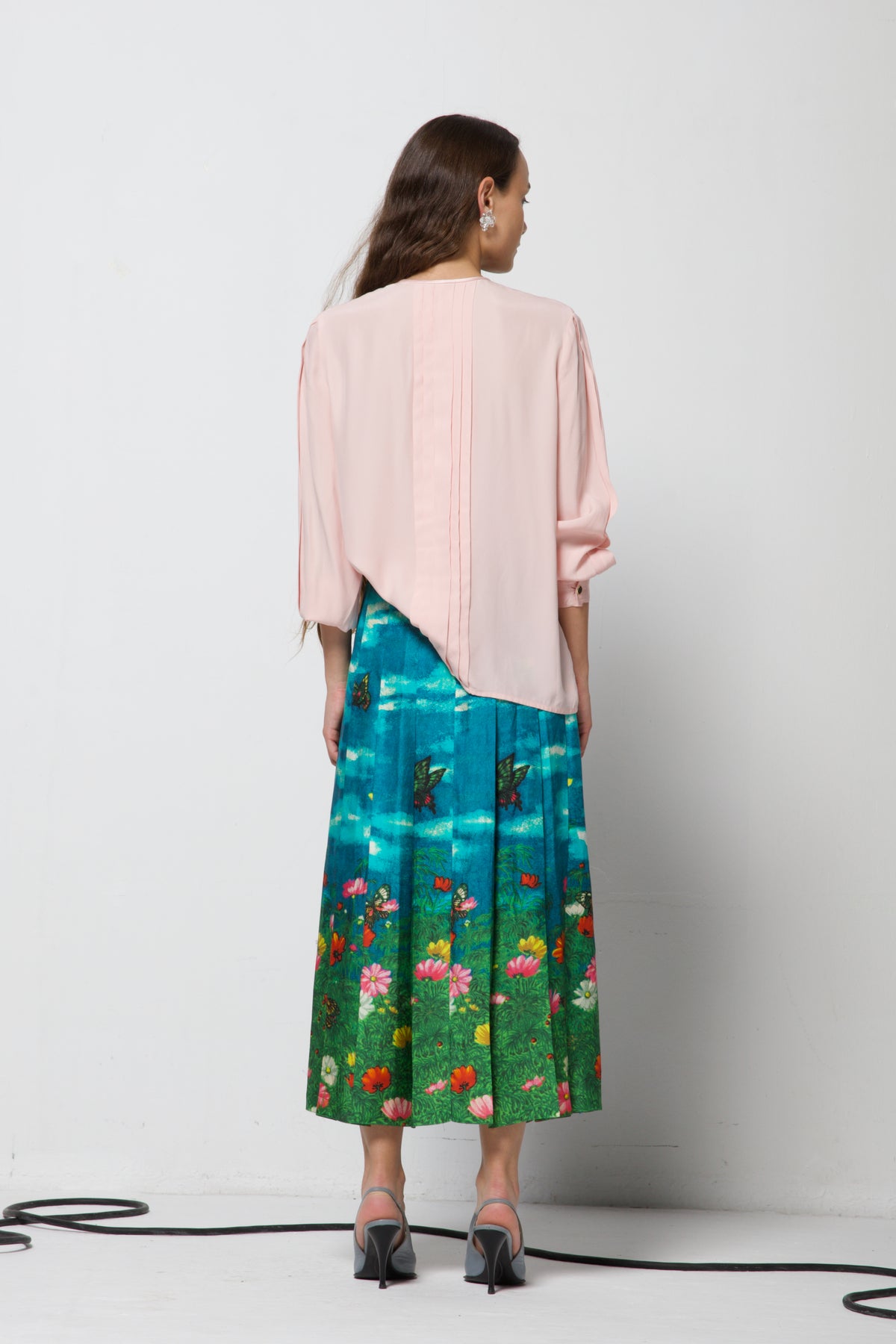 Blusa vintage in pura seta rosa