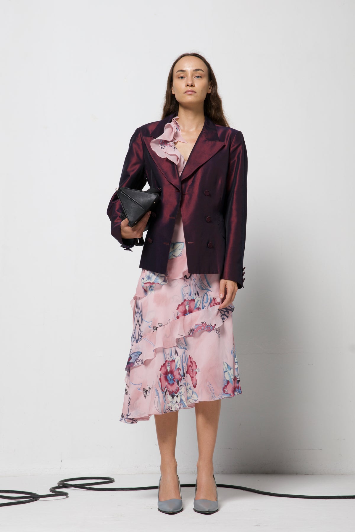 Blazer in misto seta cangiante