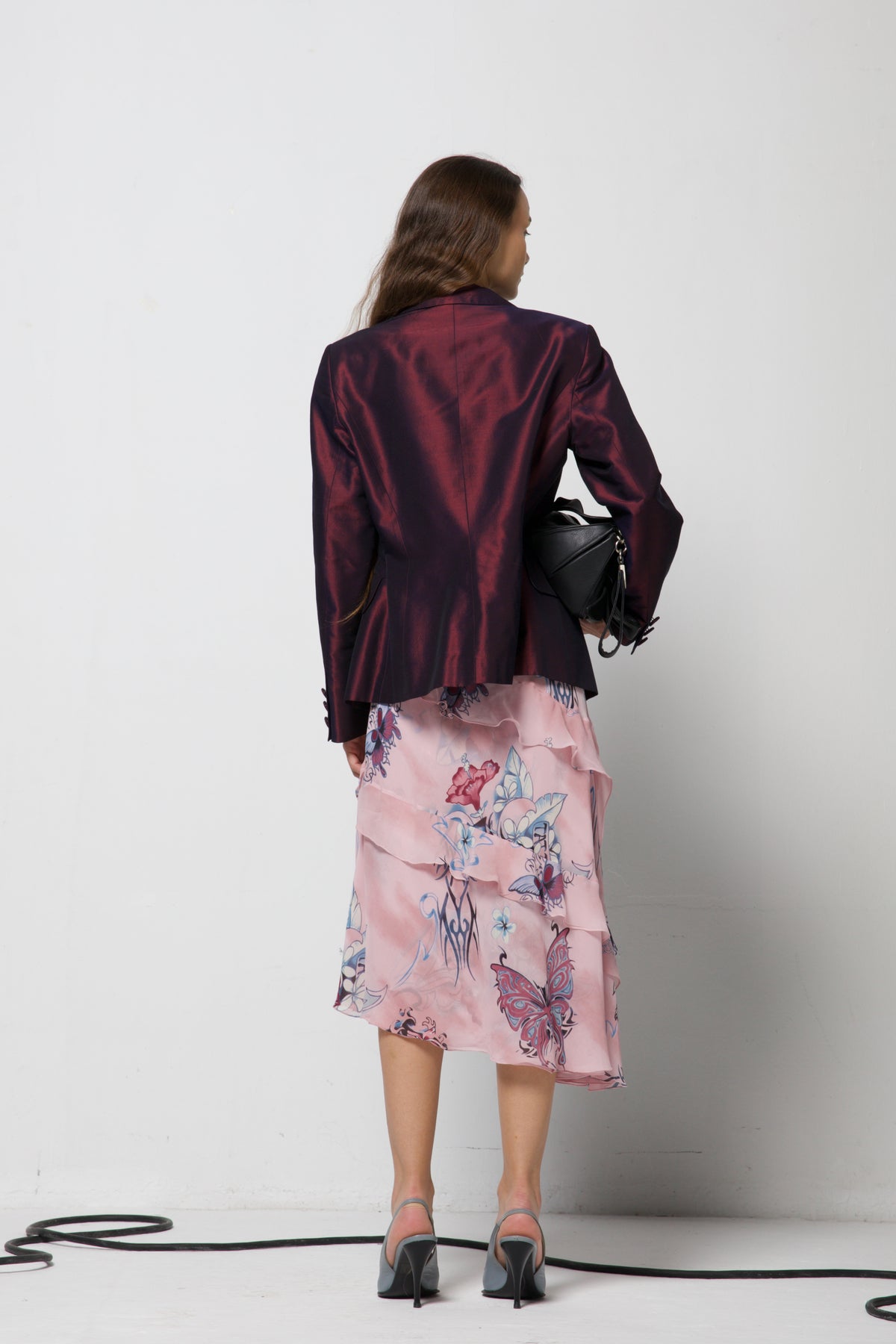 Blazer in misto seta cangiante