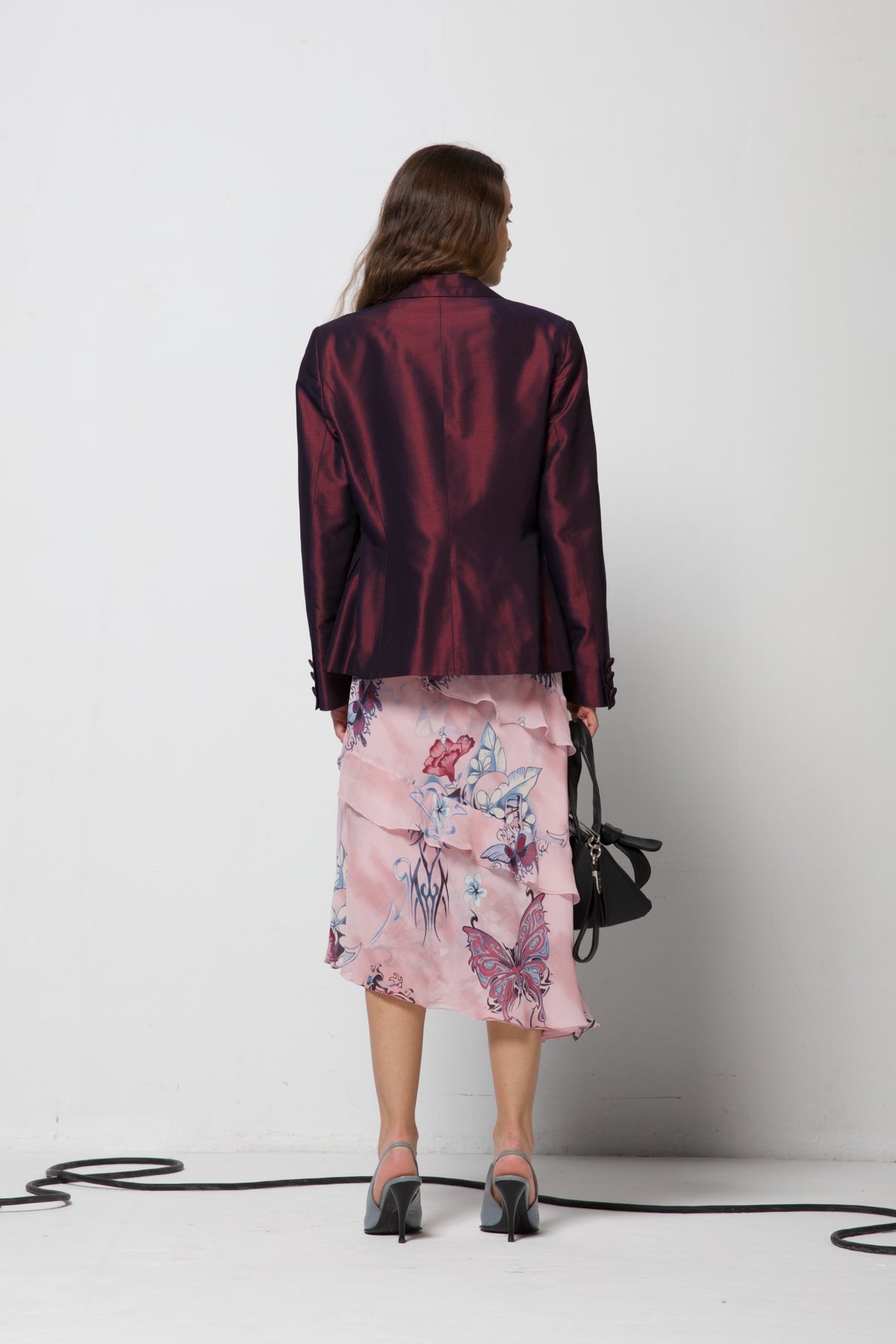 Blazer in misto seta cangiante