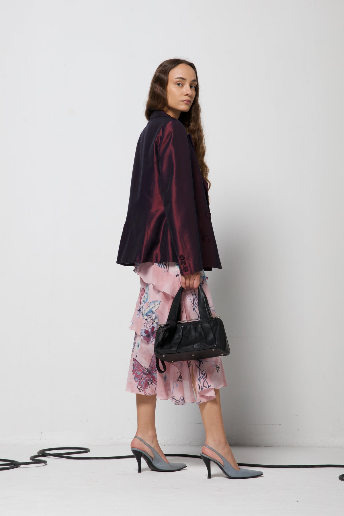 Blazer in misto seta cangiante