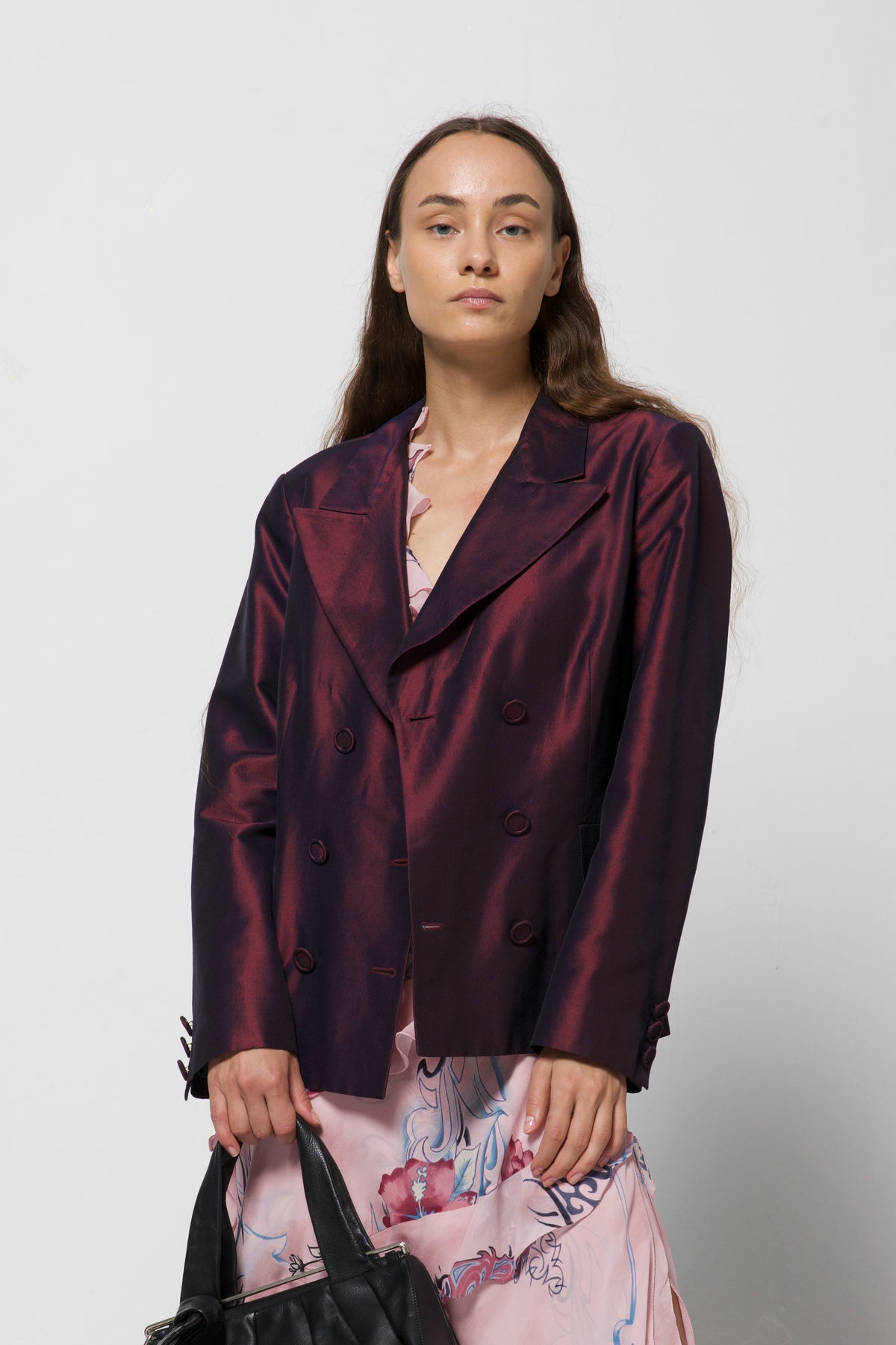 Blazer in misto seta cangiante