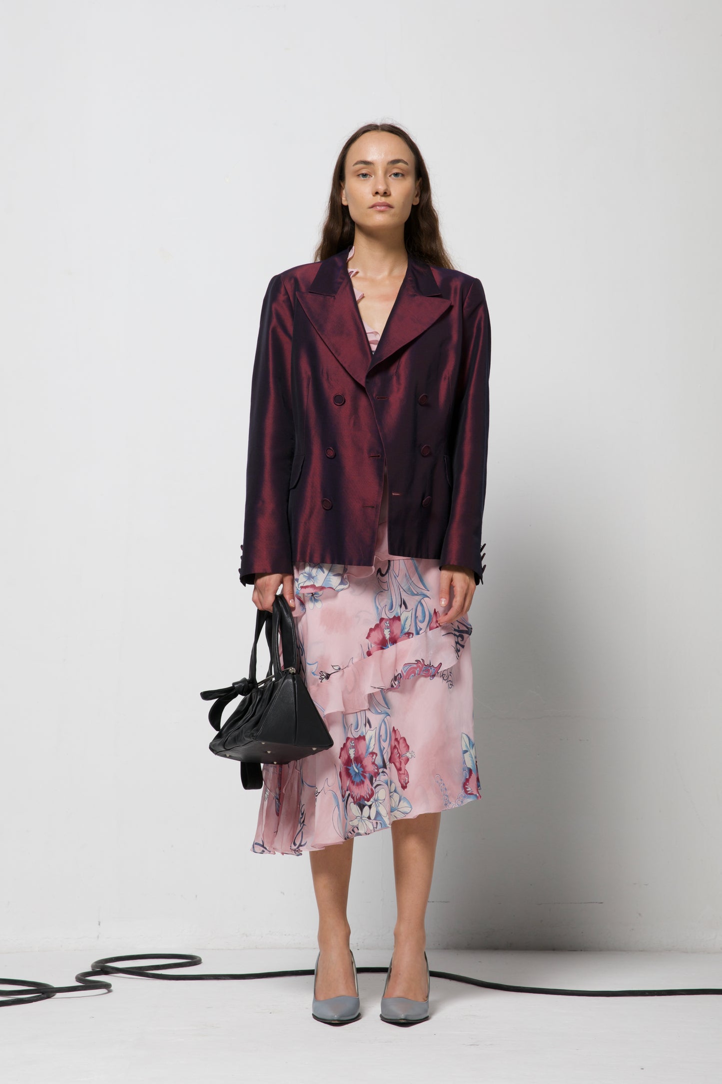 Blazer in misto seta cangiante