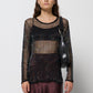 Maglia vintage a rete crochet con perline cangianti