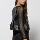 Maglia vintage a rete crochet con perline cangianti
